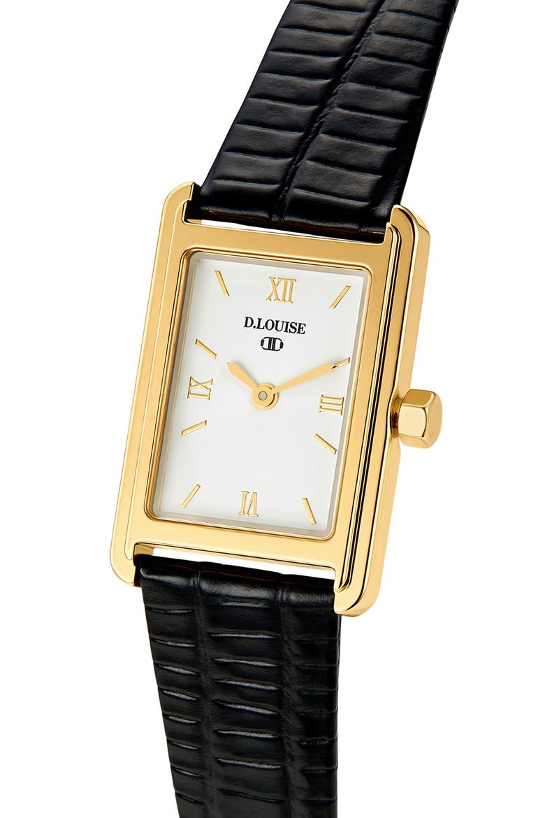 Classic Leather Strap Watch, 25mm x 19mm, Alternate, color, BLACK