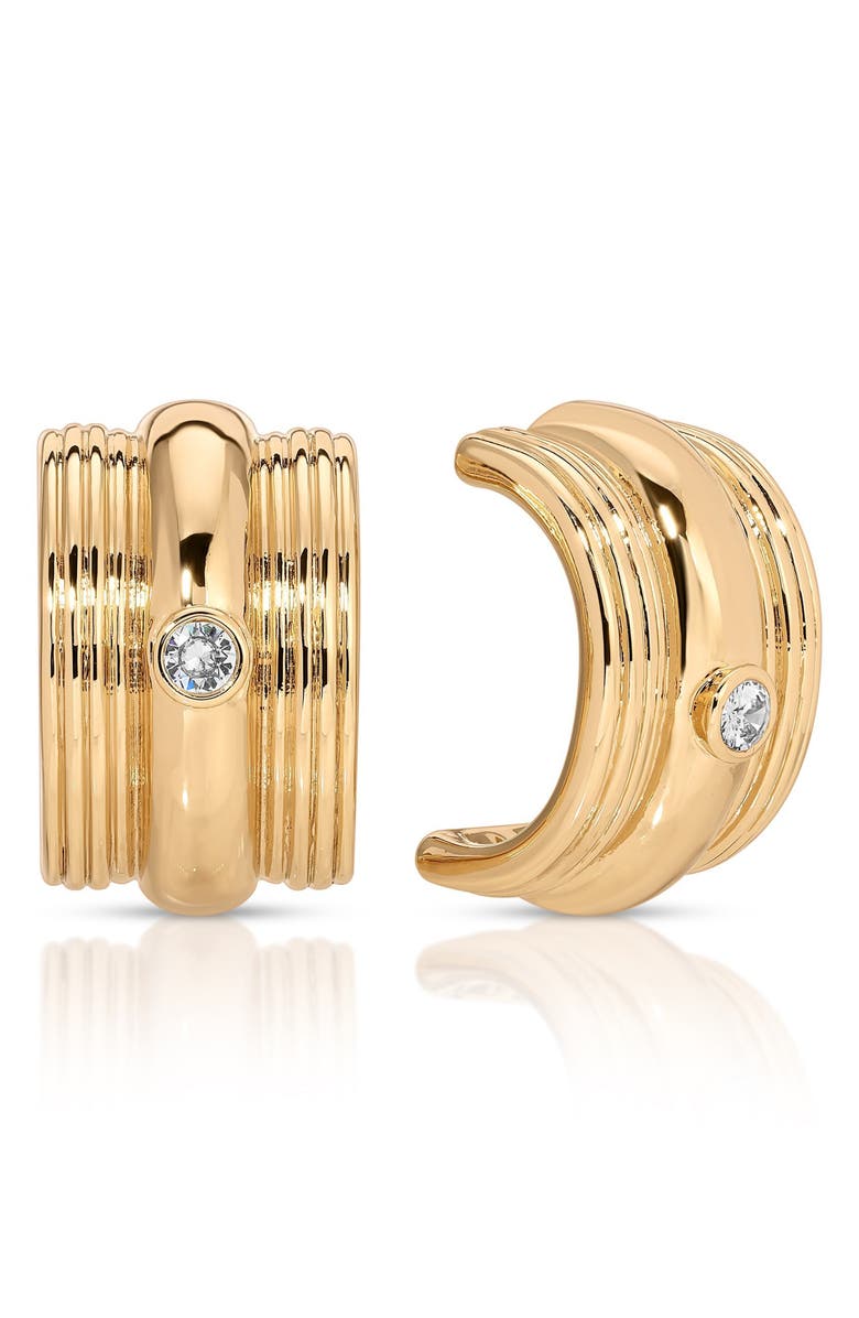 Ettika Textured Statement Hoop Earrings, Main, color, Gold