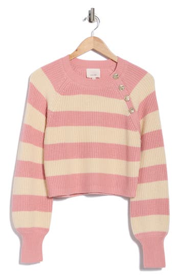 Cinq À Sept Keren Button Shoulder Sweater In Pink