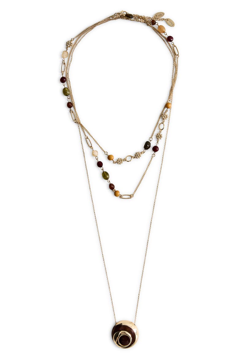 Beaded Layered Necklace, Main, color, GOLD
