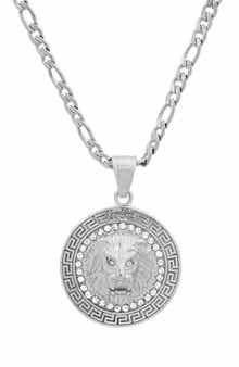 HMY JEWELRY Men's Stainless Steel Lion Head Pendant Necklace