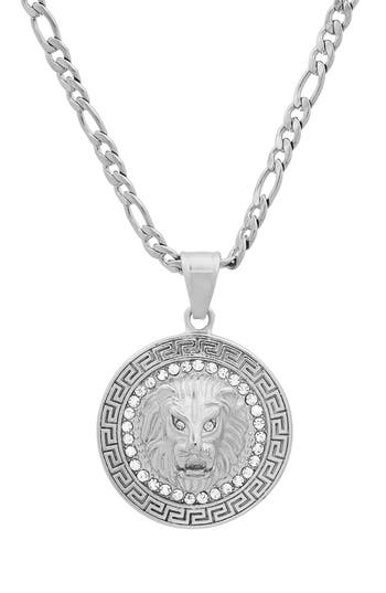 Hmy Jewelry Stainless Steel Lion Head Pendant Necklace In Silver