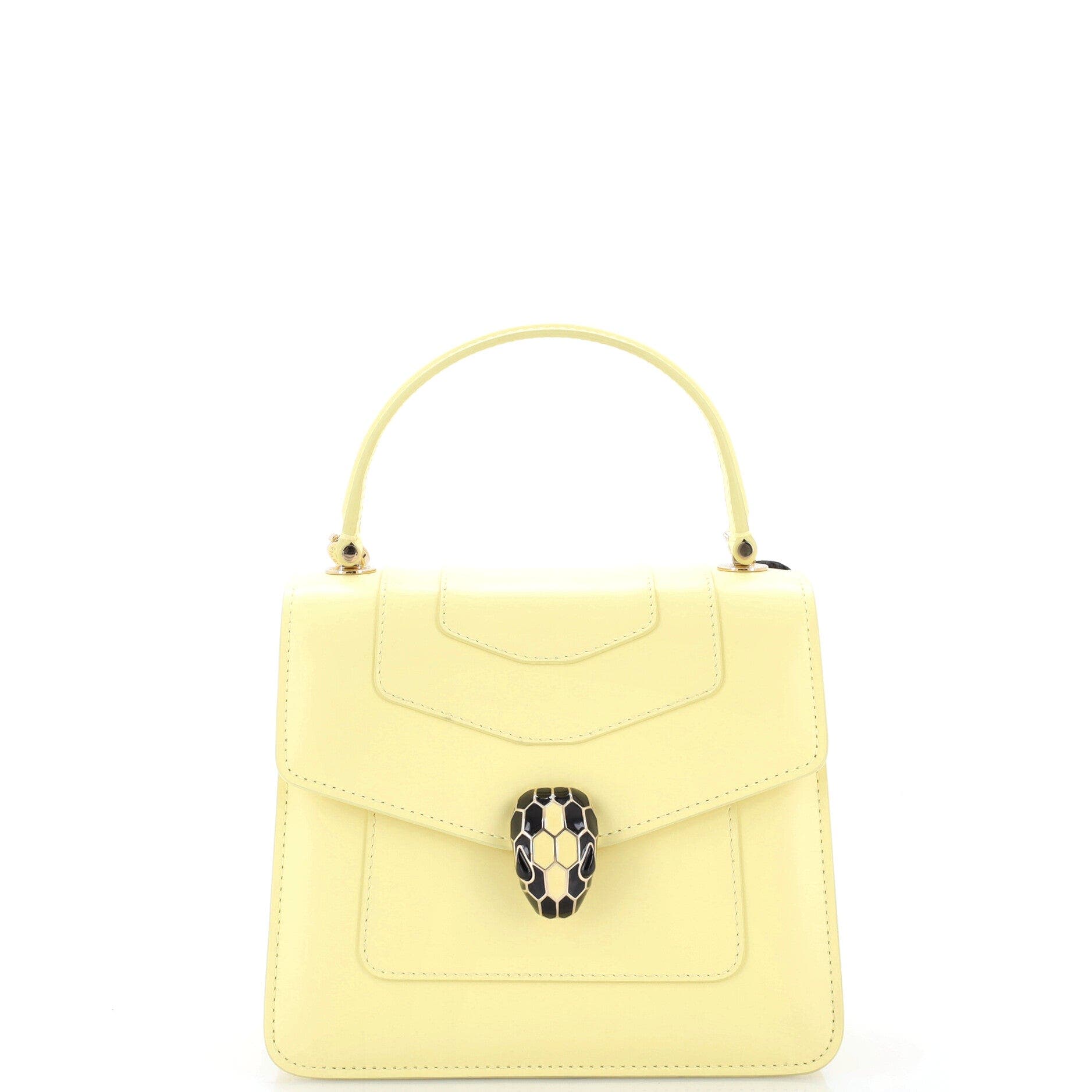 Serpenti Forever Top Handle Bag Leather Small, Main, color, Yellow