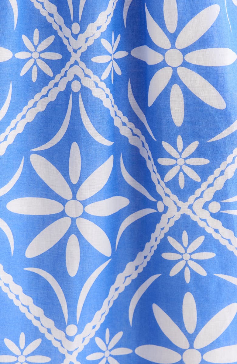 SUGARLIPS Alexie Floral Jersey Smocked Midi Sundress, Alternate, color, Blue-White-Multi