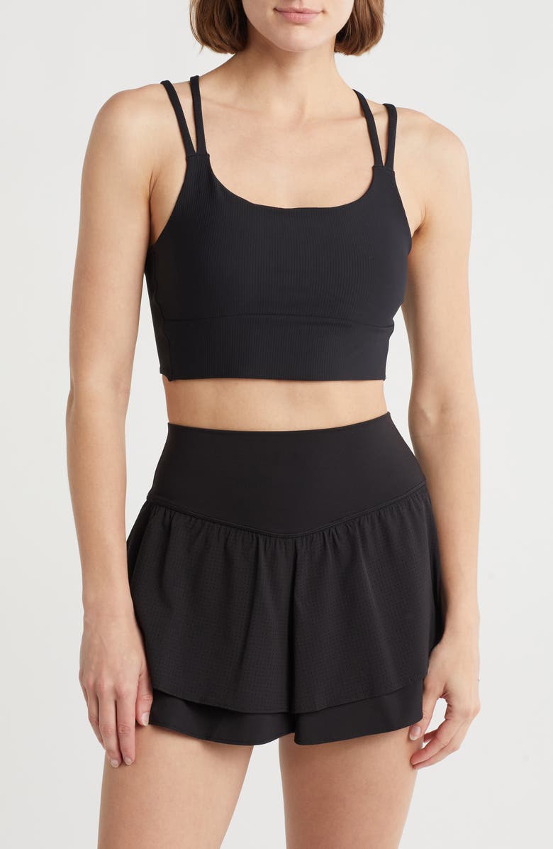 90 DEGREE BY REFLEX Strappy Rib Sports Bra, Main, color,