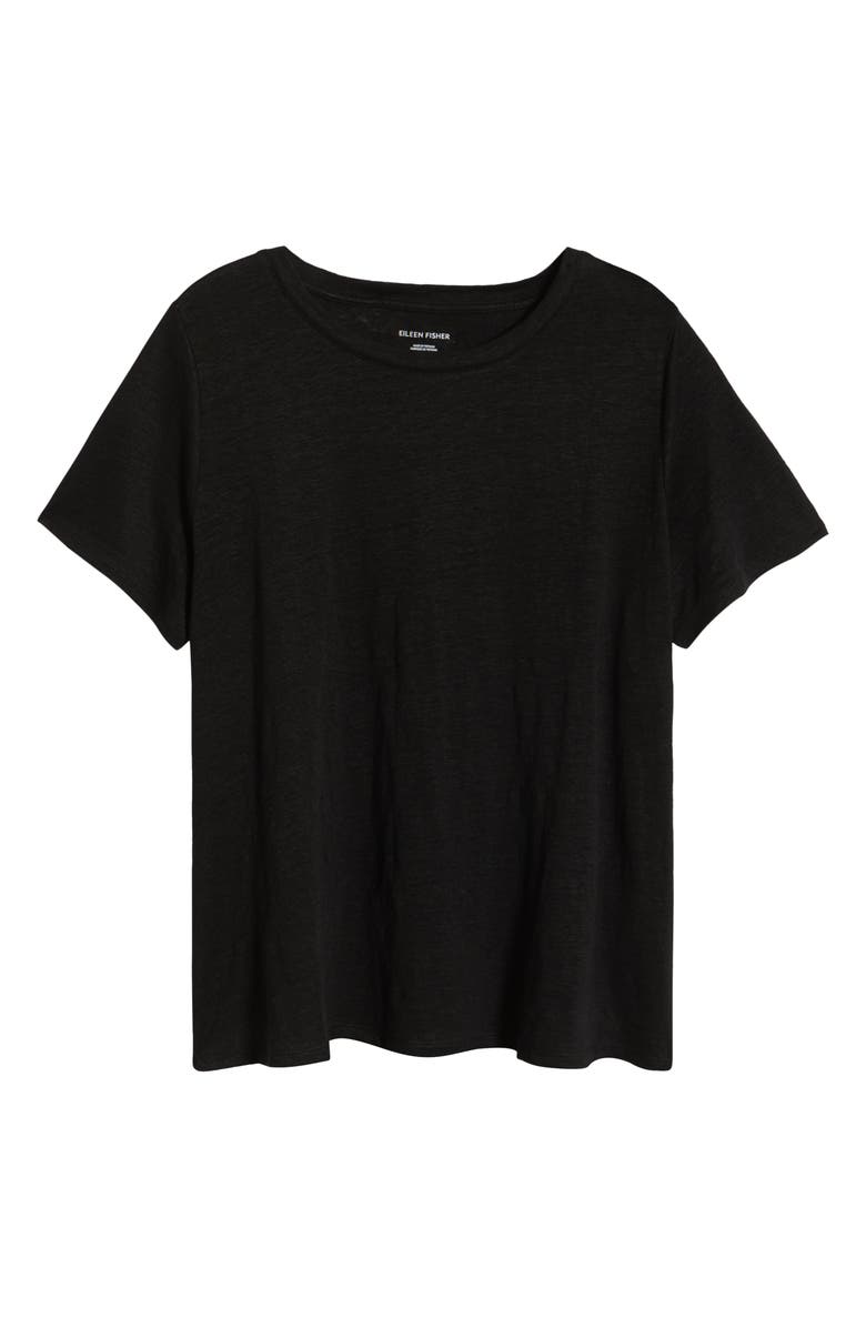 Eileen Fisher Crewneck Organic Linen T-Shirt, Alternate, color, Black