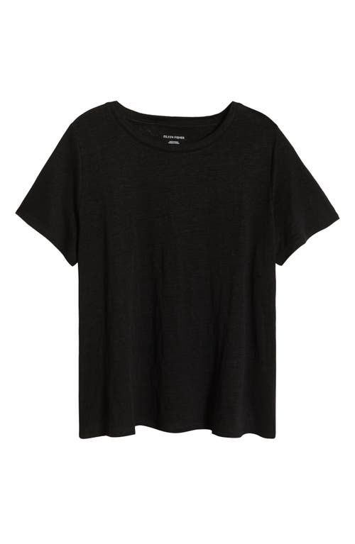Eileen Fisher Crewneck Organic Linen T-shirt In Black