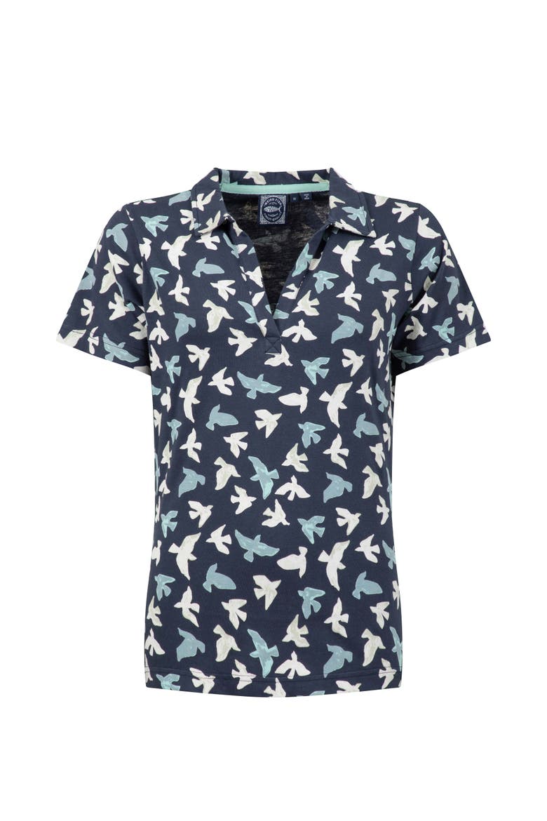 Rhenena Printed Jersey Polo Shirt, Alternate, color, Midnight