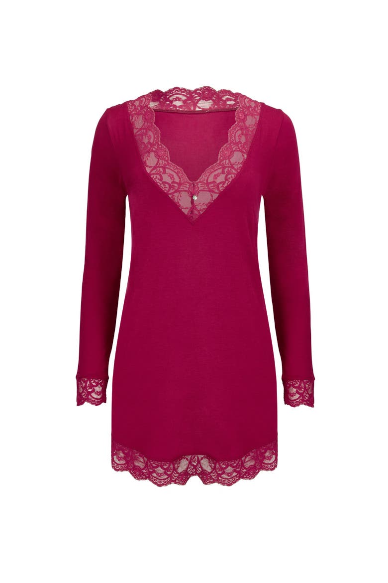 Hasina Sleepshirt, Alternate, color, Dark red