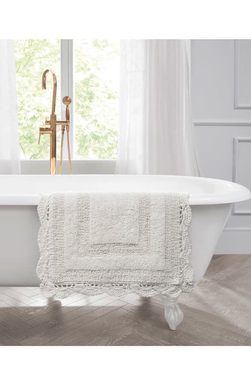 Laura Ashley Reversible Crochet Cotton 2-piece Bath Mat Set In White
