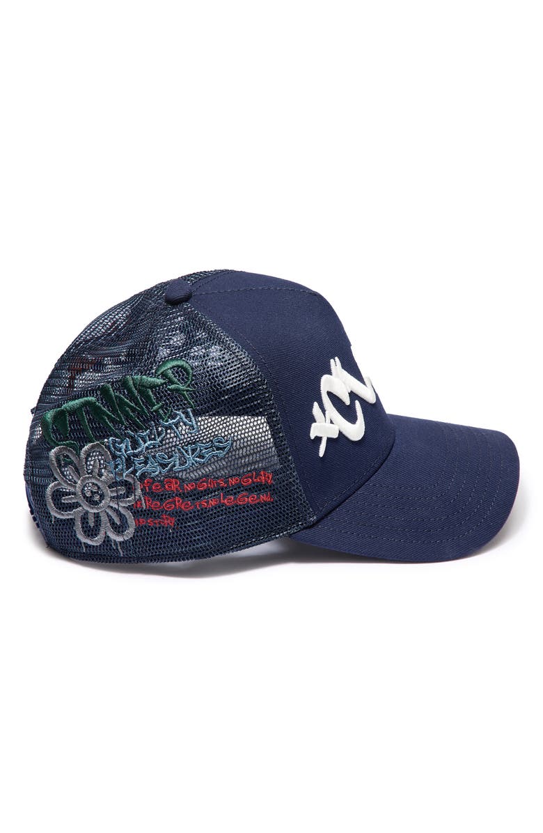 Cult of Individuality Graffiti Logo Trucker Hat, Alternate, color, Midnight Blue