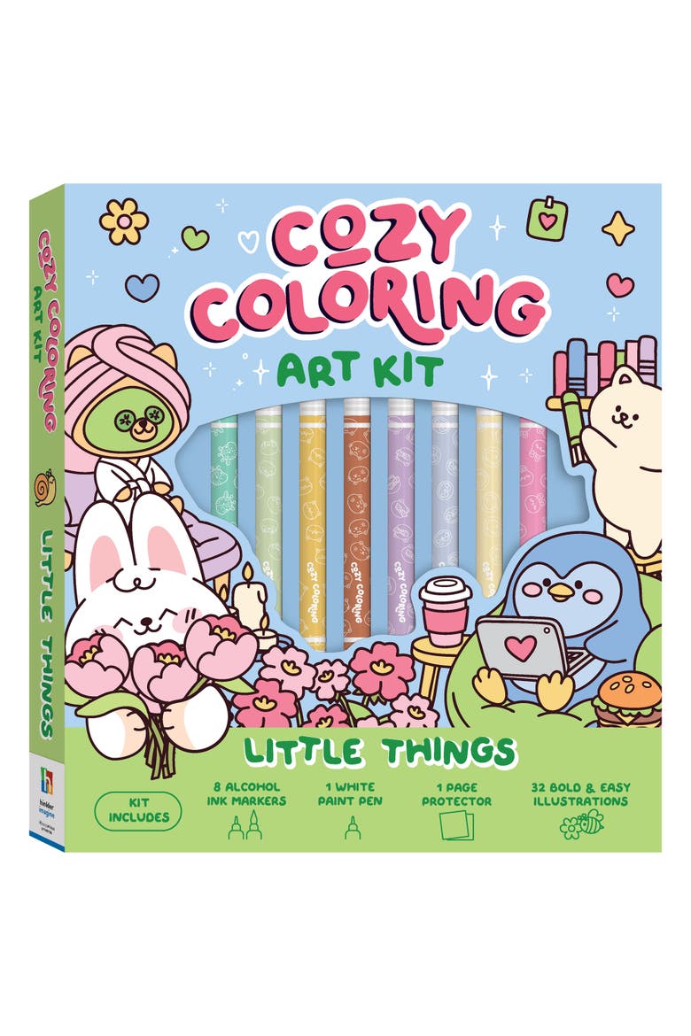 Cozy Coloring, Little Things Art Kit, Adult Coloring Book Set, Main, color, Multicolored