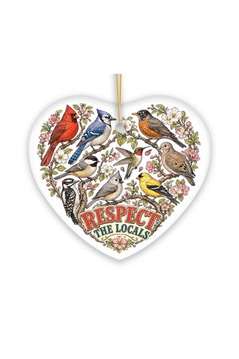 Respect The Locals Songbird Floral Heart Ornament