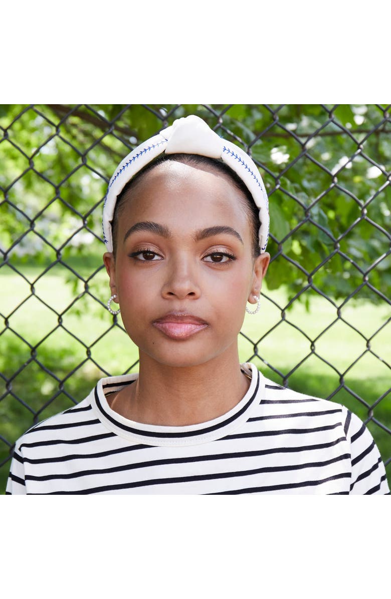 Lele Sadoughi MLB Texas Rangers Embroidered Headband, Alternate, color, Ivory 100