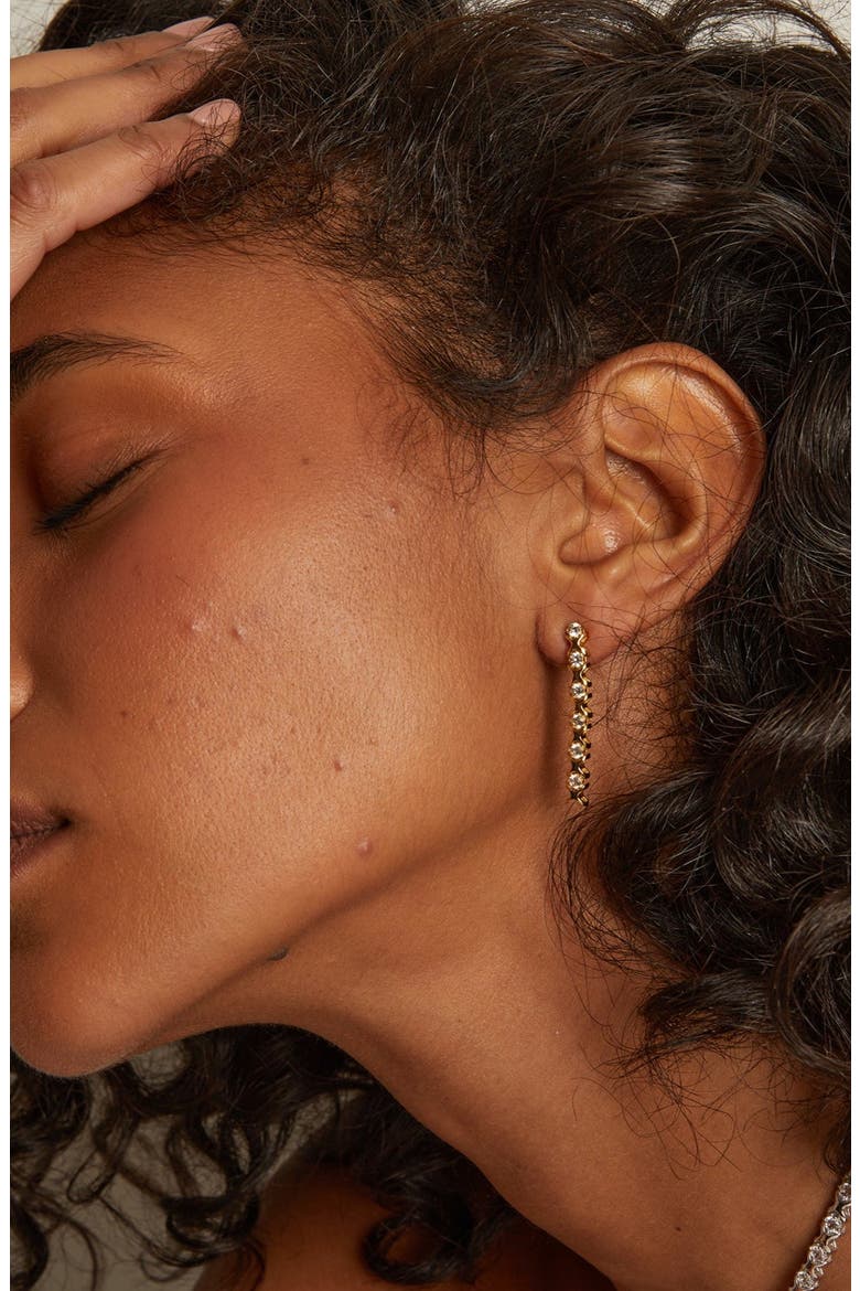 Bold Lab Grown Sapphire X Estate Tennis Earrings, Alternate, color, Yellow Gold Vermeil