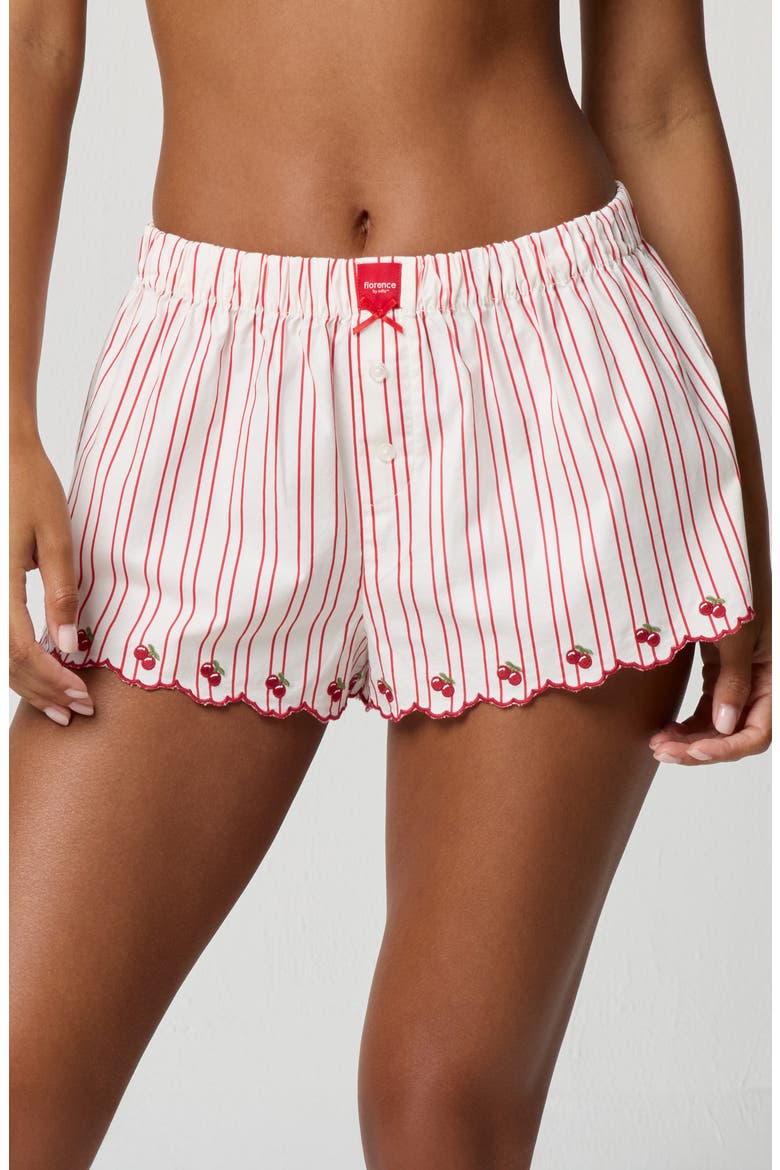 Cherry Stripe Sleep Shorts, Main, color, CHERRY SCALLOP