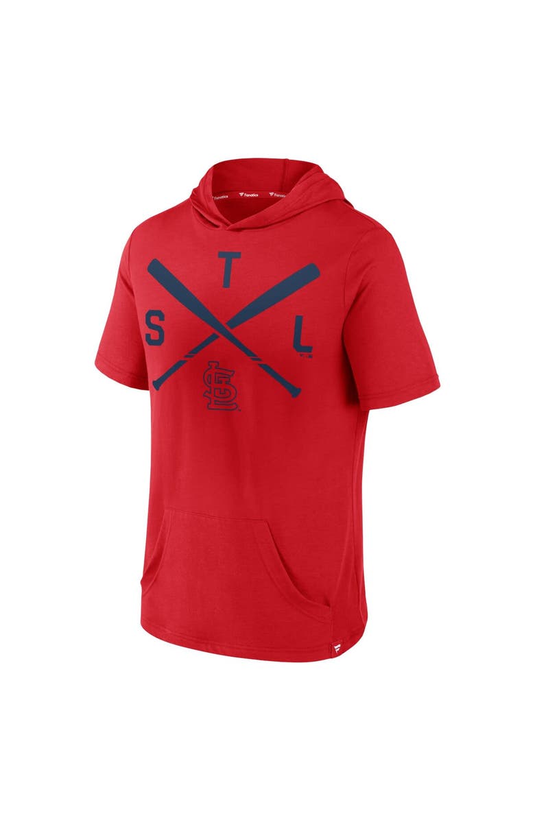 FANATICS Men's Fanatics Branded Red St. Louis Cardinals Iconic Rebel Short Sleeve Pullover Hoodie, Alternate, color, Red