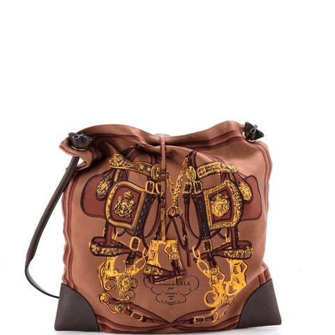 Silky City Bag Printed Silk and Leather PM