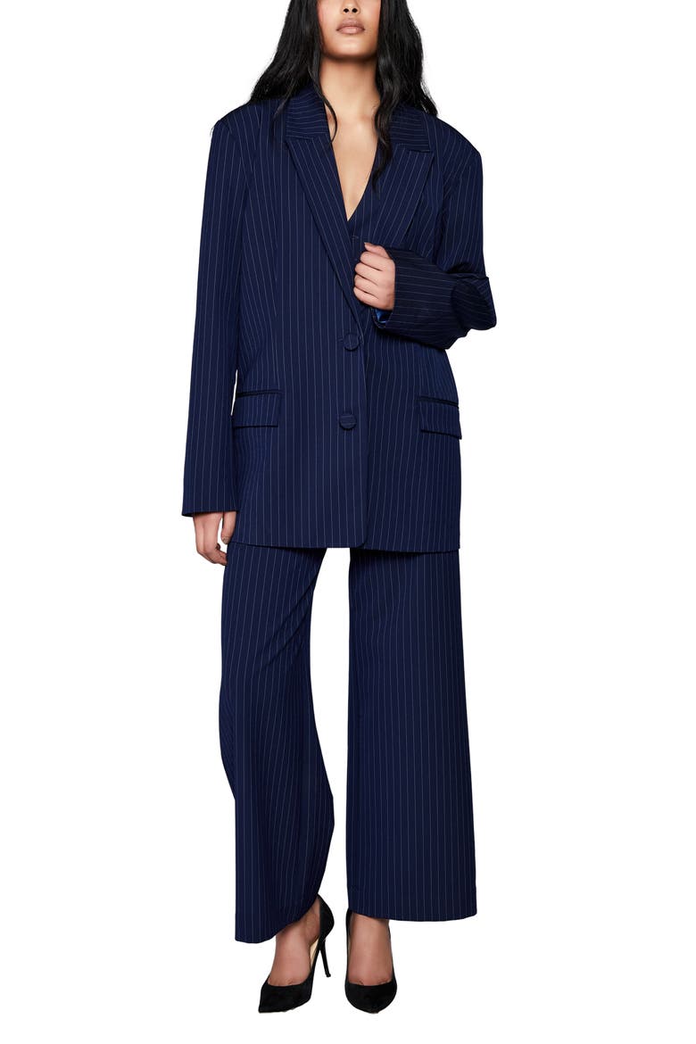 Pinstripe Blazer, Alternate, color, NAVY STRIP