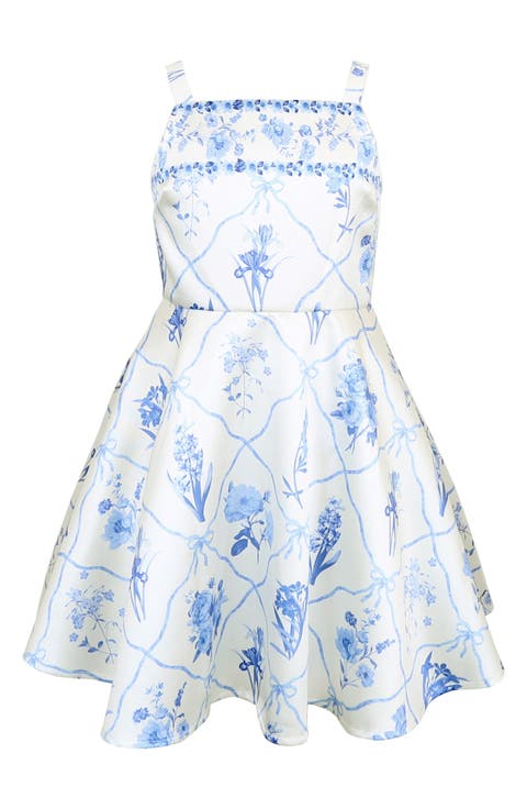 Kids' Border Print Mikado Fit & Flare Party Dress (Big Kid)