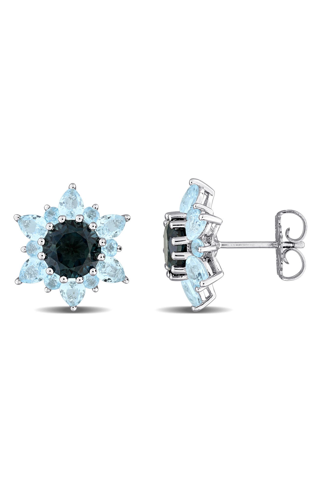 Sterling Silver Topaz Stud Earrings