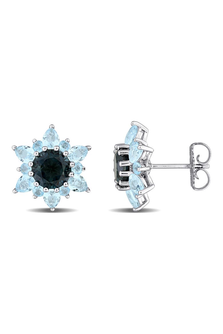 Sterling Silver Topaz Stud Earrings, Main, color, BLUE