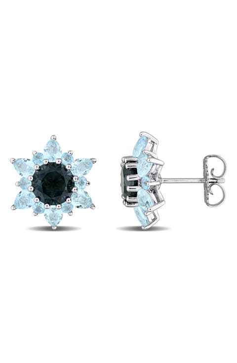 Sterling Silver Topaz Stud Earrings