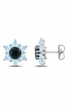 Sterling Silver Topaz Stud Earrings
