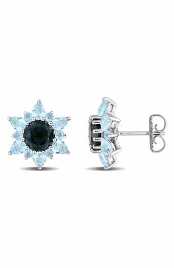 Sterling Silver Topaz Stud Earrings