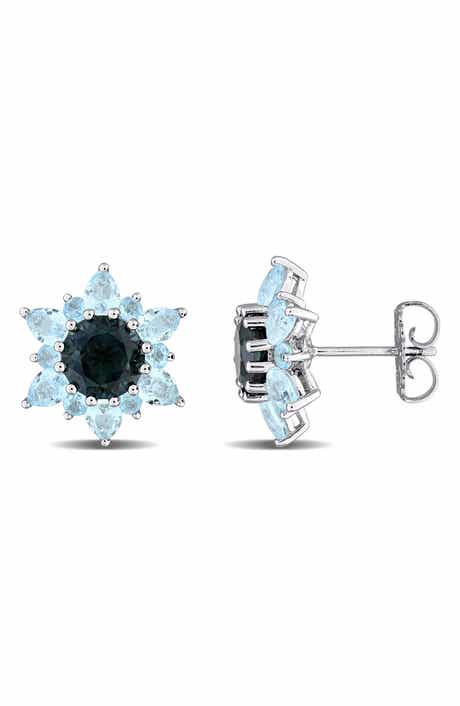 Sterling Silver Topaz Stud Earrings