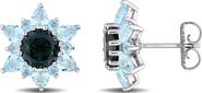 DELMAR Sterling Silver Topaz Stud Earrings