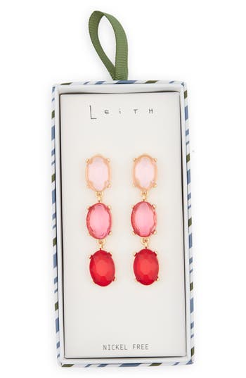 Leith Triple Drop Earrings In Pink