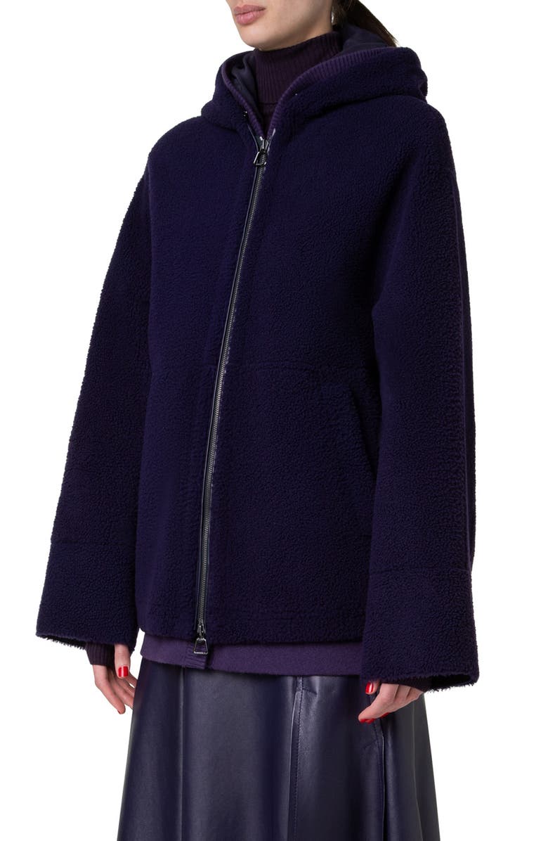 Akris Yoshua Oversize Genuine Shearling Hooded Jacket, Alternate, color,