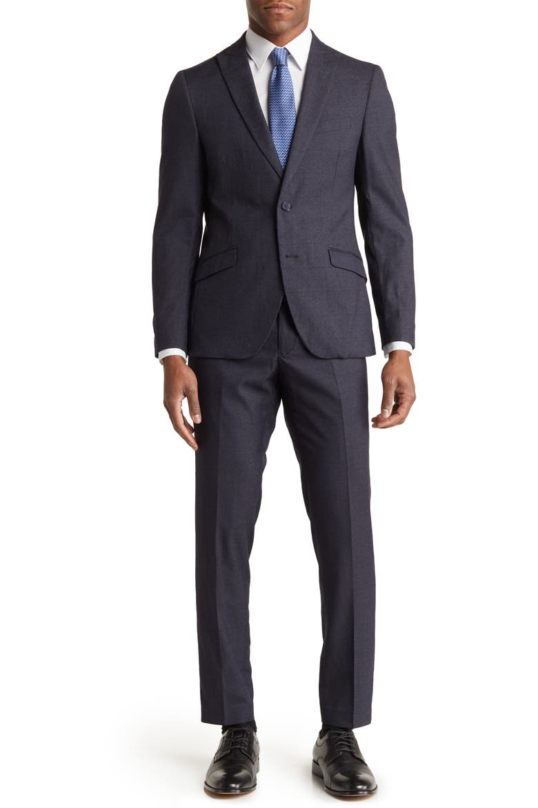 Charcoal Windowpane Skinny Fit Suit, Main, color, GREY