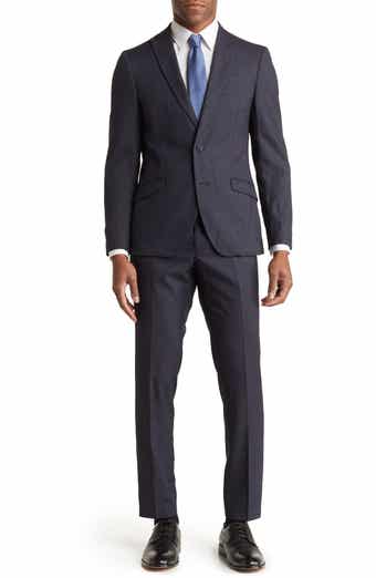 SAVILE ROW CO Charcoal Windowpane Skinny Fit Suit