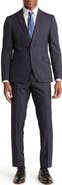 SAVILE ROW CO Charcoal Windowpane Skinny Fit Suit