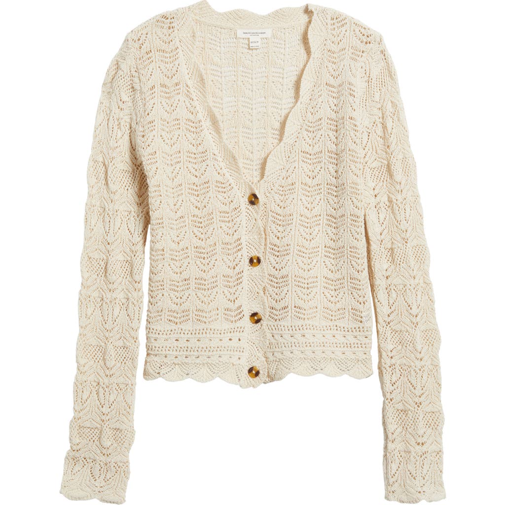 Beachlunchlounge Tamia Pointelle Knit Cardigan In Egg Shell