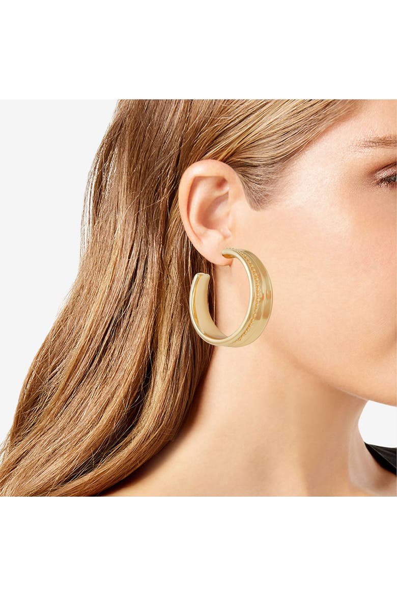 Intertwined Hoop Earrings, Alternate, color, 14K Gold Plated