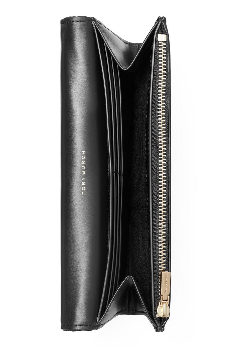 Kira Diamond Quilted Leather Flap Wallet, Alternate, color, BLACK