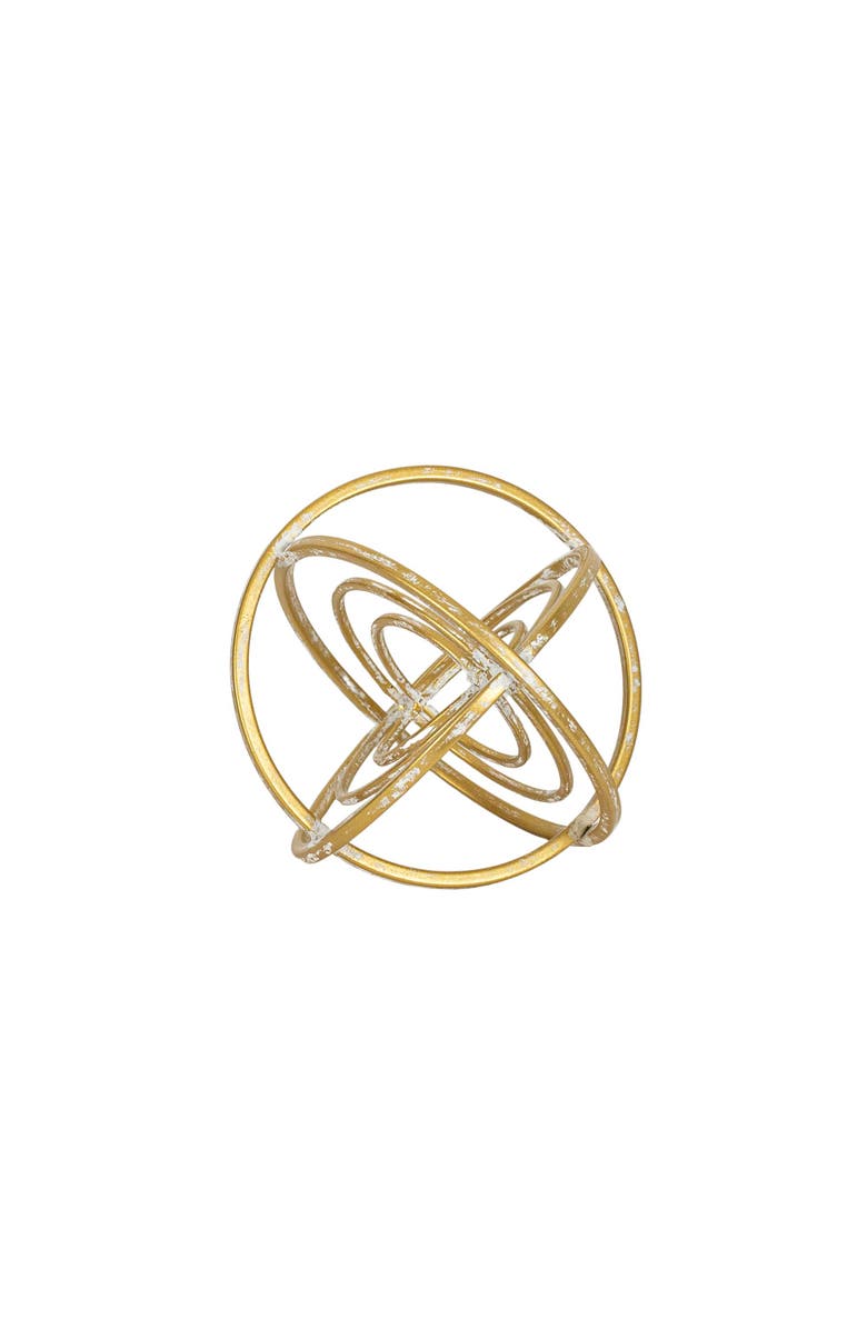 Foreside Home and Garden Multiple Ring Decorative Orb Brass Metal, Alternate, color, Gold