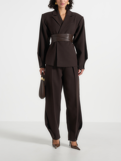 Marie Wool Twist Sleeve Blazer with Belt