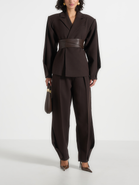 Manière De Voir Marie Wool Twist Sleeve Blazer with Belt