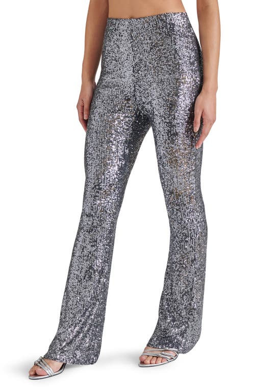STEVE MADDEN STEVE MADDEN CITRINE SEQUIN HIGH WAIST FLARE LEG PANTS