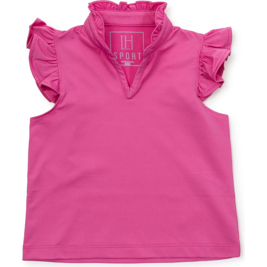 LILA AND HAYES LILA AND HAYES ELLIE GIRLS' SLEEVELESS RUFFLED TOP BY LH SPORT