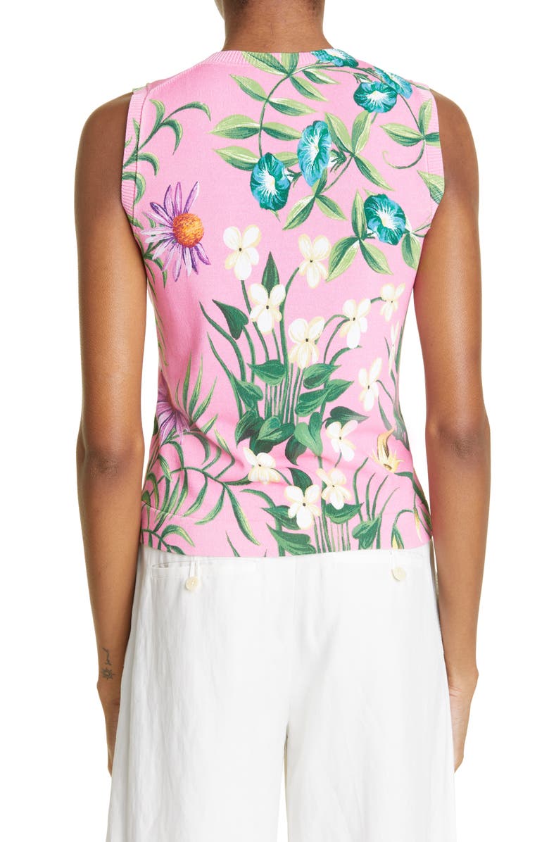 Oscar de la Renta Floral Tapestry Cotton Blend Tank, Alternate, color, 