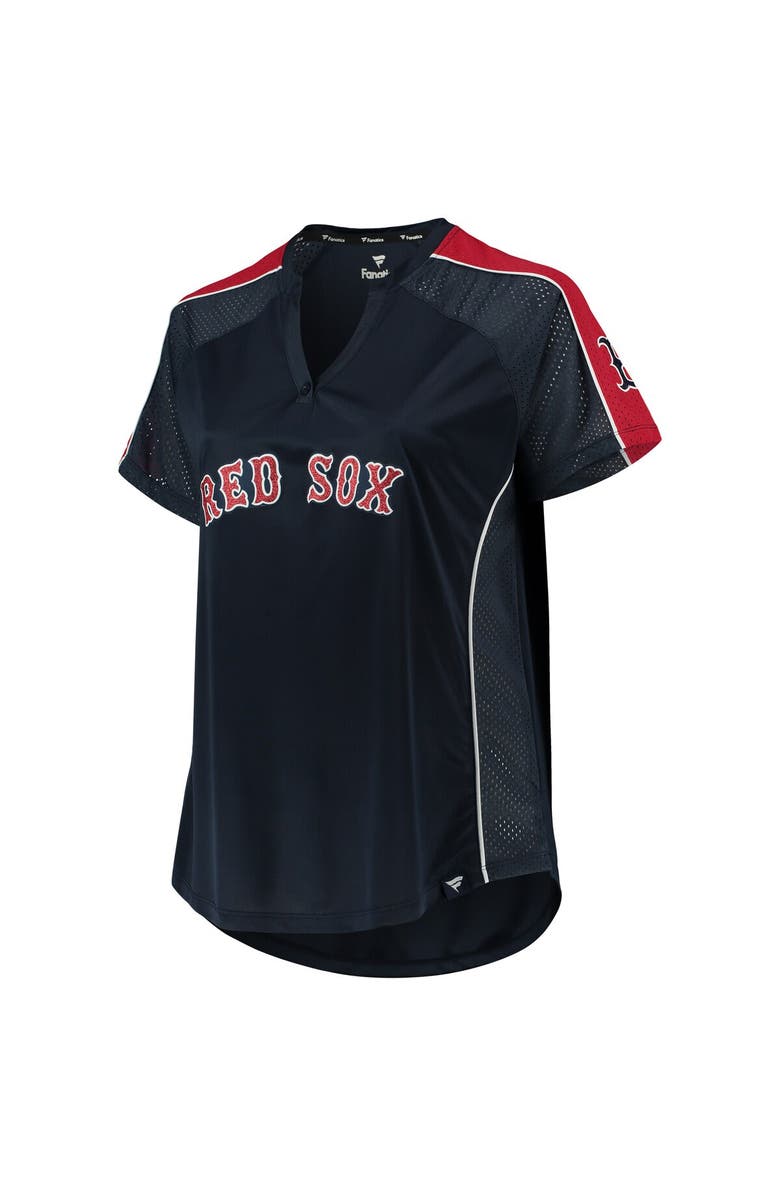 PROFILE Women's Navy Boston Red Sox Plus Size Diva Notch Neck Raglan T-Shirt, Alternate, color, 