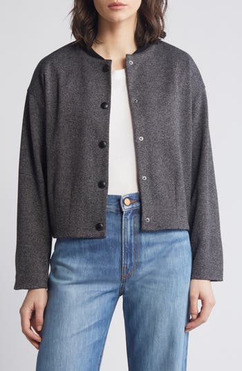 Wit & Wisdom Knit Bomber Jacket In Black/white