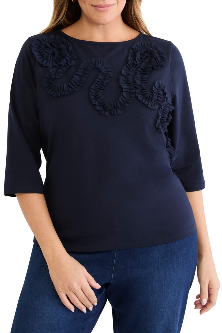 Mesh Appliqué Top, Main, color, DARK INDIGO