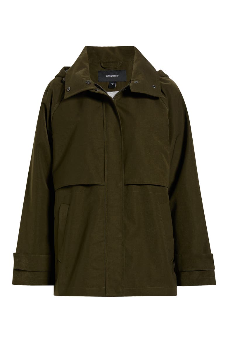 Stand Collar Raincoat, Alternate, color, OLIVE