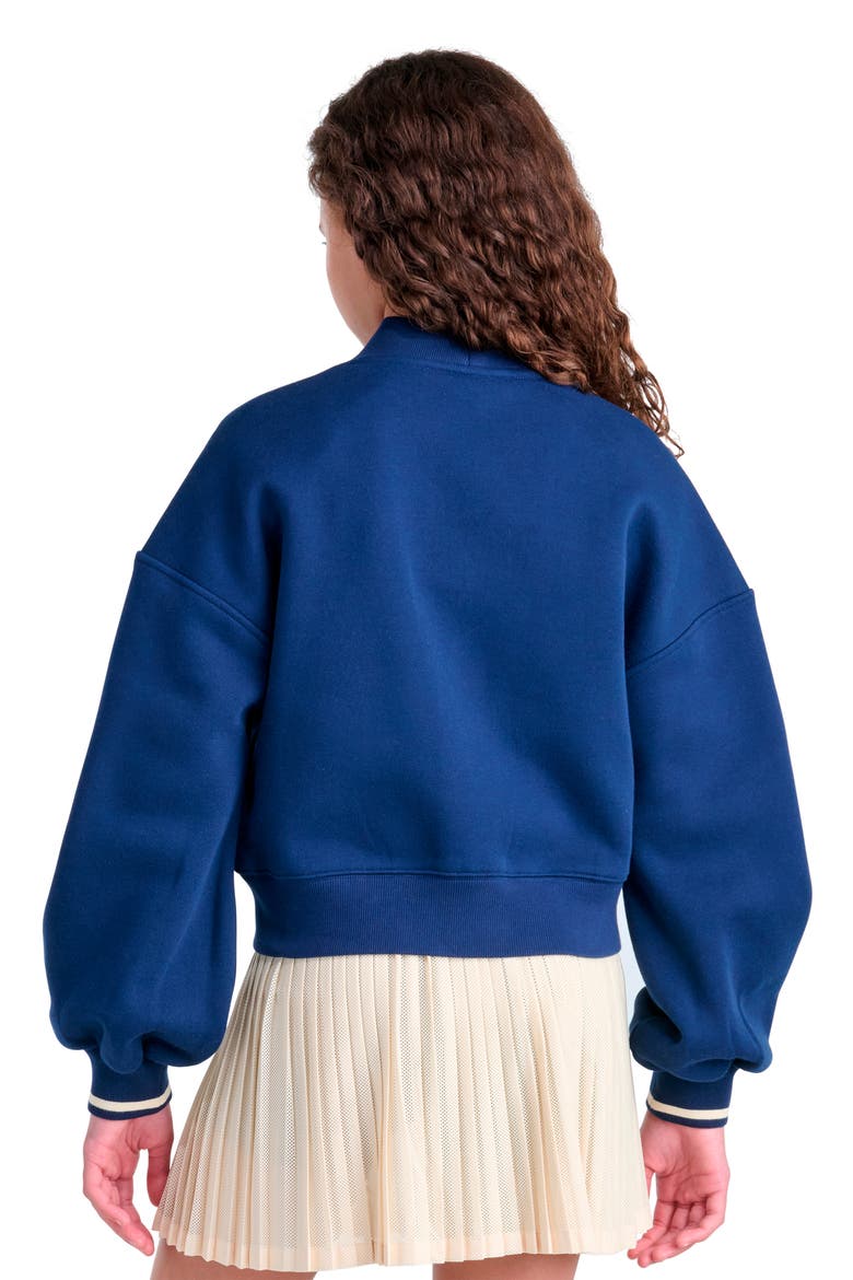 Kids' Varsity Fleece Cardigan, Alternate, color, DARK BLUE